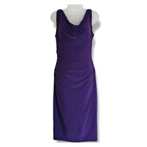 Ralph Lauren Dress Size 6 Purple Sleeveless Ruched Cowl Neck Valentines Day